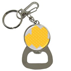 Hexagons Yellow Honeycomb Hive Bee Hive Pattern Bottle Opener Key Chain by artworkshop