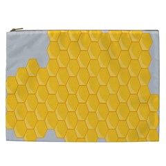 Hexagons Yellow Honeycomb Hive Bee Hive Pattern Cosmetic Bag (xxl)