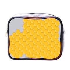 Hexagons Yellow Honeycomb Hive Bee Hive Pattern Mini Toiletries Bag (one Side) by artworkshop