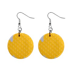 Hexagons Yellow Honeycomb Hive Bee Hive Pattern Mini Button Earrings by artworkshop