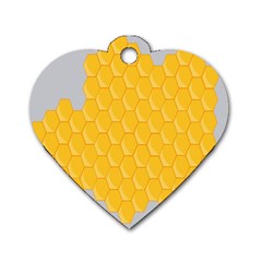 Hexagons Yellow Honeycomb Hive Bee Hive Pattern Dog Tag Heart (two Sides) by artworkshop