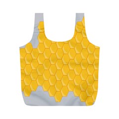 Hexagons Yellow Honeycomb Hive Bee Hive Pattern Full Print Recycle Bag (m) by artworkshop