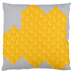 Hexagons Yellow Honeycomb Hive Bee Hive Pattern Large Flano Cushion Case (one Side) by artworkshop