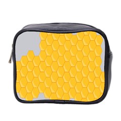 Hexagons Yellow Honeycomb Hive Bee Hive Pattern Mini Toiletries Bag (two Sides) by artworkshop