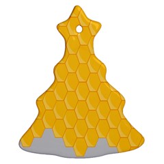 Hexagons Yellow Honeycomb Hive Bee Hive Pattern Christmas Tree Ornament (two Sides) by artworkshop