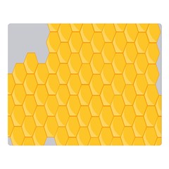 Hexagons Yellow Honeycomb Hive Bee Hive Pattern Double Sided Flano Blanket (large)  by artworkshop