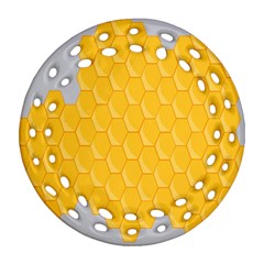 Hexagons Yellow Honeycomb Hive Bee Hive Pattern Round Filigree Ornament (two Sides) by artworkshop