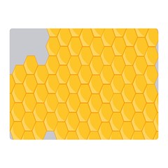 Hexagons Yellow Honeycomb Hive Bee Hive Pattern Double Sided Flano Blanket (mini)  by artworkshop