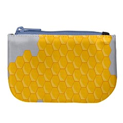 Hexagons Yellow Honeycomb Hive Bee Hive Pattern Large Coin Purse by artworkshop