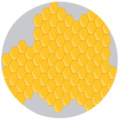Hexagons Yellow Honeycomb Hive Bee Hive Pattern Wooden Bottle Opener (round) by artworkshop