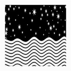 Black And White Waves And Stars Abstract Backdrop Clipart Medium Glasses Cloth by Amaryn4rt