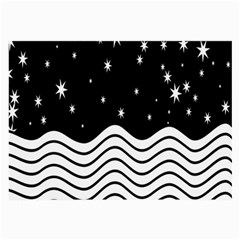 Black And White Waves And Stars Abstract Backdrop Clipart Large Glasses Cloth (2 Sides) by Amaryn4rt