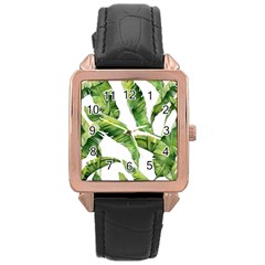 Sheets Tropical Plant Palm Summer Exotic Rose Gold Leather Watch  by artworkshop