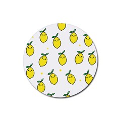 Pattern Lemon Texture Rubber Coaster (round) by artworkshop