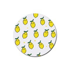 Pattern Lemon Texture Rubber Round Coaster (4 Pack) by artworkshop