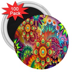 Mandalas Colorful Abstract Ornamental 3  Magnets (100 Pack) by artworkshop