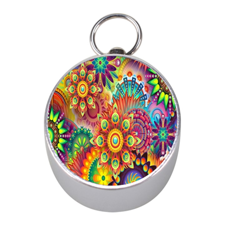 Mandalas Colorful Abstract Ornamental Mini Silver Compasses