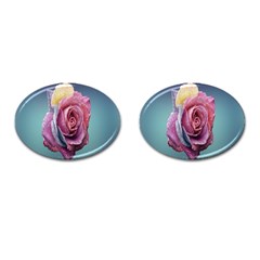 Rose Flower Love Romance Beautiful Cufflinks (oval)