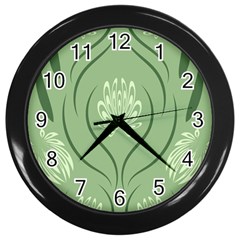 Folk Flowers Print Floral Pattern Ethnic Art Wall Clock (black)