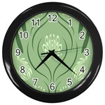 Folk flowers print Floral pattern Ethnic art Wall Clock (Black) Front