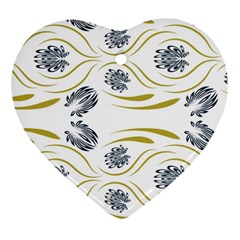 Folk Flowers Print Floral Pattern Ethnic Art Heart Ornament (two Sides) by Eskimos