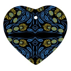 Folk Flowers Print Floral Pattern Ethnic Art Heart Ornament (two Sides) by Eskimos