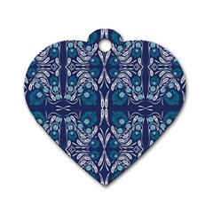 Folk Flowers Print Floral Pattern Ethnic Art Dog Tag Heart (two Sides) by Eskimos