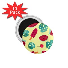 Watermelon Leaves Cherry Background Pattern 1 75  Magnets (10 Pack) 