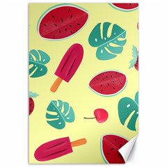 Watermelon Leaves Cherry Background Pattern Canvas 12  X 18 