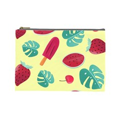 Watermelon Leaves Cherry Background Pattern Cosmetic Bag (large)