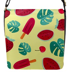 Watermelon Leaves Cherry Background Pattern Flap Closure Messenger Bag (s)