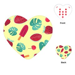 Watermelon Leaves Cherry Background Pattern Playing Cards Single Design (heart)