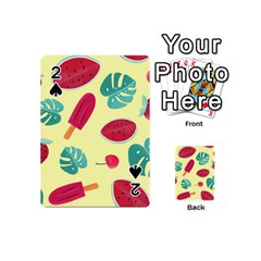 Watermelon Leaves Cherry Background Pattern Playing Cards 54 Designs (mini) by nate14shop