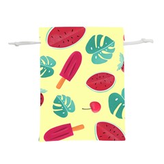Watermelon Leaves Cherry Background Pattern Lightweight Drawstring Pouch (l) by nate14shop