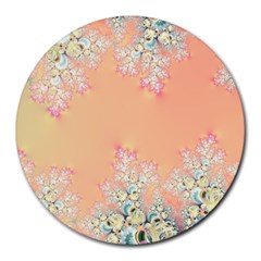 Peach Spring Frost On Flowers Fractal Round Mousepads