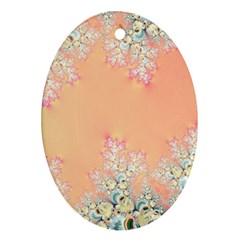 Peach Spring Frost On Flowers Fractal Ornament (oval) by Artist4God