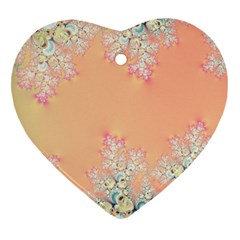 Peach Spring Frost On Flowers Fractal Ornament (heart) by Artist4God