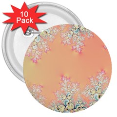 Peach Spring Frost On Flowers Fractal 3  Buttons (10 Pack)  by Artist4God