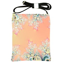 Peach Spring Frost On Flowers Fractal Shoulder Sling Bag by Artist4God