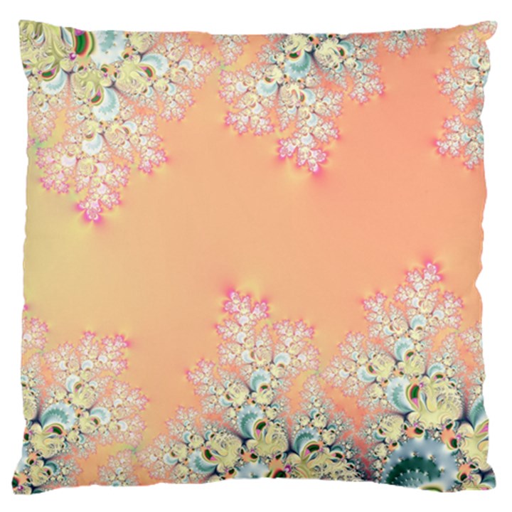 Peach Spring Frost On Flowers Fractal Large Cushion Case (One Side)