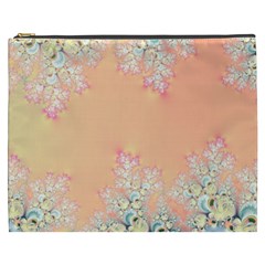 Peach Spring Frost On Flowers Fractal Cosmetic Bag (xxxl) by Artist4God