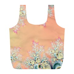 Peach Spring Frost On Flowers Fractal Full Print Recycle Bag (l) by Artist4God