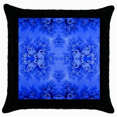 Blue Sky Over The Bluebells Frost Fractal Throw Pillow Case (black) by Artist4God