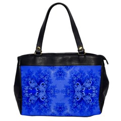 Blue Sky Over The Bluebells Frost Fractal Oversize Office Handbag by Artist4God