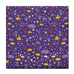 Pattern-cute-clouds-stars Tile Coaster