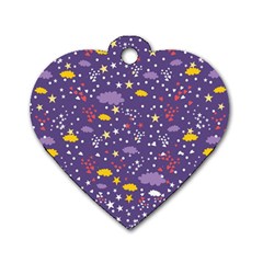 Pattern-cute-clouds-stars Dog Tag Heart (One Side)