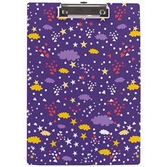 Pattern-cute-clouds-stars A4 Clipboard by Jancukart