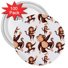 Monkey-seamless-pattern 3  Buttons (100 Pack) 