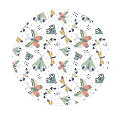 Seamless-pattern-with-moth-butterfly-dragonfly-white-backdrop Mini Round Pill Box (pack Of 3)