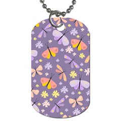 Vector-seamless-pattern-with-butterflies-beetles Dog Tag (one Side) by Jancukart